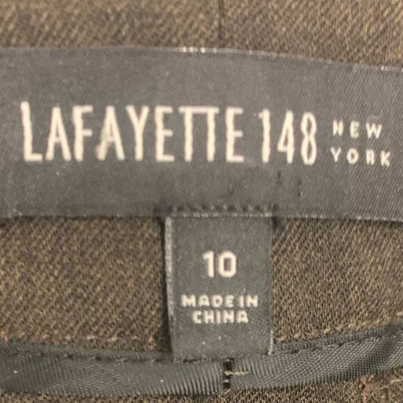 Lafayette 148 Wool Pants 10 Brown Bleecker High Rise Straight Business Casual - Picture 3 of 9